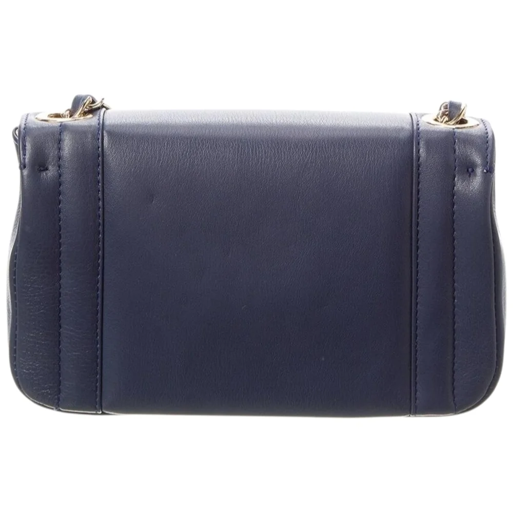 NWT - Valentino - Midnight Blue Leather Gold Chain Embossed Shoulder Bag - Picture 10 of 13